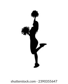 cheerleader silhouette. Vector silhouette of cheerleader on white background. black cheerleader isolated on white background. cutout cheerleader. hand drawn design. vector illustration.