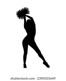 cheerleader silhouette. Vector silhouette of cheerleader on white background. black cheerleader isolated on white background. cutout cheerleader. hand drawn design. vector illustration.