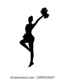 cheerleader silhouette. Vector silhouette of cheerleader on white background. black cheerleader isolated on white background. cutout cheerleader. hand drawn design. vector illustration.