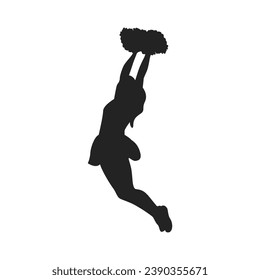 cheerleader silhouette. Vector silhouette of cheerleader on white background. black cheerleader isolated on white background. cutout cheerleader. hand drawn design. vector illustration.