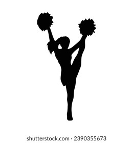 cheerleader silhouette. Vector silhouette of cheerleader on white background. black cheerleader isolated on white background. cutout cheerleader. hand drawn design. vector illustration.