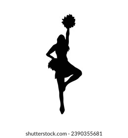 cheerleader silhouette. Vector silhouette of cheerleader on white background. black cheerleader isolated on white background. cutout cheerleader. hand drawn design. vector illustration.
