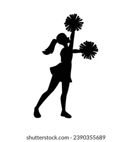 cheerleader silhouette. Vector silhouette of cheerleader on white background. black cheerleader isolated on white background. cutout cheerleader. hand drawn design. vector illustration.