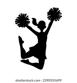 cheerleader silhouette. Vector silhouette of cheerleader on white background. black cheerleader isolated on white background. cutout cheerleader. hand drawn design. vector illustration.