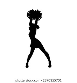 cheerleader silhouette. Vector silhouette of cheerleader on white background. black cheerleader isolated on white background. cutout cheerleader. hand drawn design. vector illustration.