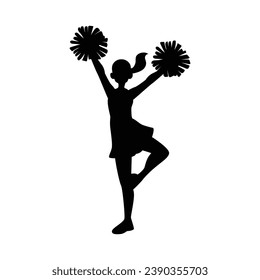 cheerleader silhouette. Vector silhouette of cheerleader on white background. black cheerleader isolated on white background. cutout cheerleader. hand drawn design. vector illustration.