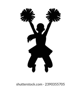 cheerleader silhouette. Vector silhouette of cheerleader on white background. black cheerleader isolated on white background. cutout cheerleader. hand drawn design. vector illustration.