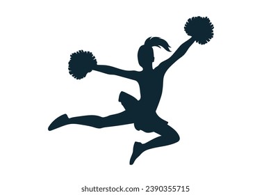 cheerleader silhouette. Vector silhouette of cheerleader on white background. black cheerleader isolated on white background. cutout cheerleader. hand drawn design. vector illustration.