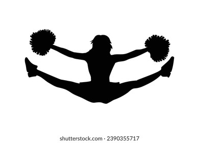 cheerleader silhouette. Vector silhouette of cheerleader on white background. black cheerleader isolated on white background. cutout cheerleader. hand drawn design. vector illustration.
