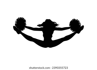 cheerleader silhouette. Vector silhouette of cheerleader on white background. black cheerleader isolated on white background. cutout cheerleader. hand drawn design. vector illustration.