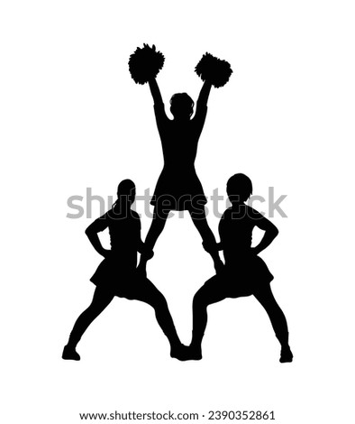 cheerleader silhouette. Vector silhouette of cheerleader on white background. black cheerleader isolated on white background. cutout cheerleader. hand drawn design. vector illustration.