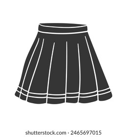 Cheerleader Skirt. Icon Silhouette Illustration. Clothes Vector Graphic Pictogram Symbol Clip Art. Doodle Sketch Black Sign.