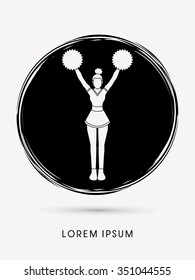 Cheerleader Standing designed on circle graphic vector