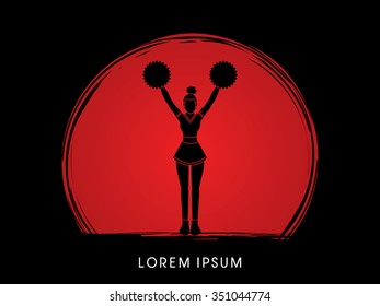 Cheerleader Standing designed on sunset background graphic vector