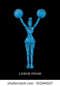 Cheerleader Standing designed using cool line brush graphic vector