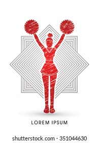 Cheerleader Standing designed using grunge brush on square background graphic vector.