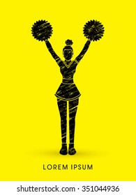 Cheerleader Standing designed using grunge brush graphic vector