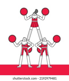 Cheerleader Standing Pose Hand Drawn Character Illustration