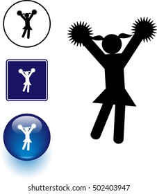 cheerleader symbol sign and button