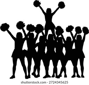 Vetor de silhueta de formação de equipe de cheerleader 