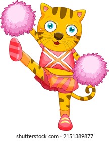 Cheerleader tiger cartoon character illustration