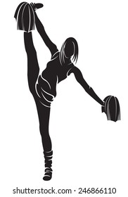 Cheerleader. Vector silhouette, isolated on white