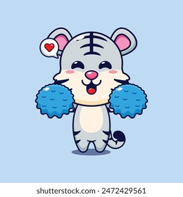 cheerleader white tiger cartoon vector illustration.
Vector cartoon Illustration suitable for poster, brochure, web, mascot, sticker, logo and icon.