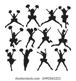 Cheerleader woman sport silhouette vector