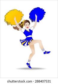 Cheerleader Yelling Cheer While Jumping Shaking Stock Vector (Royalty ...