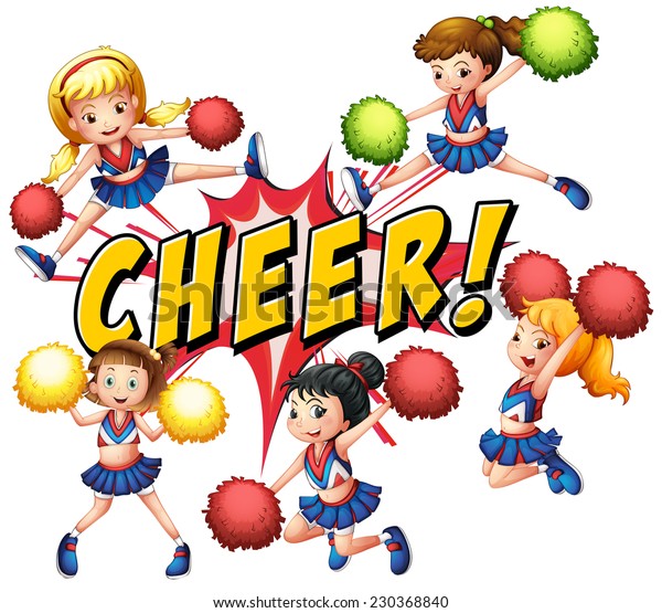 Cheerleaders Cheering Text On White Stock Vector (Royalty Free ...