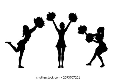 Cheerleaders dancing silhouette. Beautiful girls cheering