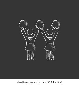 Cheerleaders. Drawn in chalk icon.