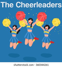 Cheerleaders Flat Design : Vector Illustration