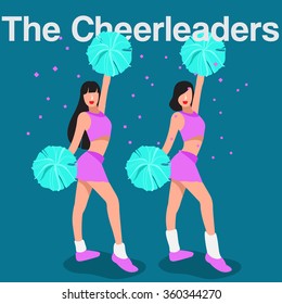 Cheerleaders Flat Design : Vector Illustration