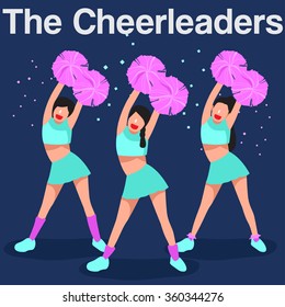 Cheerleaders Flat Design : Vector Illustration