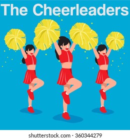 Cheerleaders Flat Design : Vector Illustration