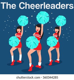Cheerleaders Flat Design : Vector Illustration