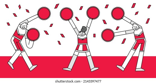 Cheerleaders Hand Drawn Character Illustration