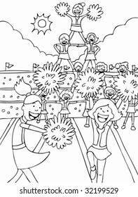 cheerleaders line art