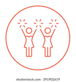 Cheerleaders line icon.