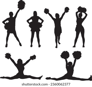 Cheerleaders Silhouette Vector Graphic Pack