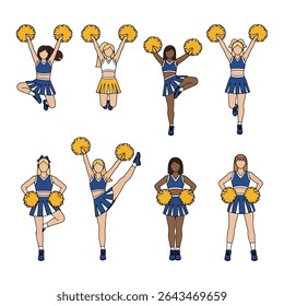 Cheerleaders team activity pom poms sport fitness