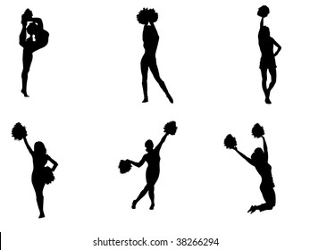 cheerleaders vector silhouette