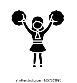 Cheerleading black icon, concept illustration, vector flat symbol, glyph sign.