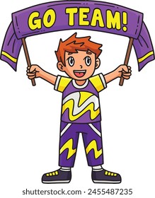 Cheerleading Boy Cheerleader with a Banner Clipart