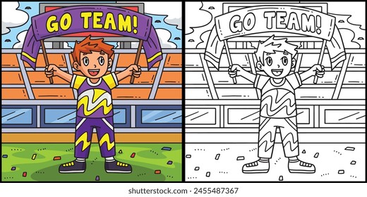 Cheerleading Boy Cheerleader Banner Illustration