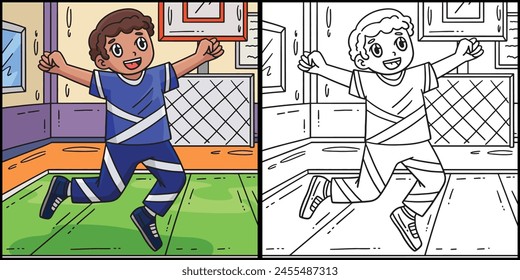 Cheerleading Boy Cheerleader Jumping Illustration