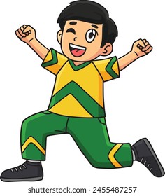 Cheerleading Boy Cheerleader Kneeling Clipart