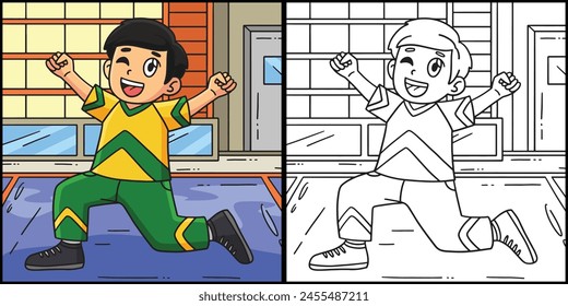 Cheerleading Boy Cheerleader Kneeling Illustration