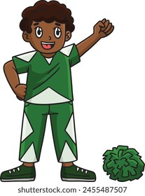 Cheerleading Boy Cheerleader Raising Arm Clipart